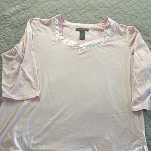 Liz Claiborne Light Pink V-Neck Long Sleeve Tee Sz XL